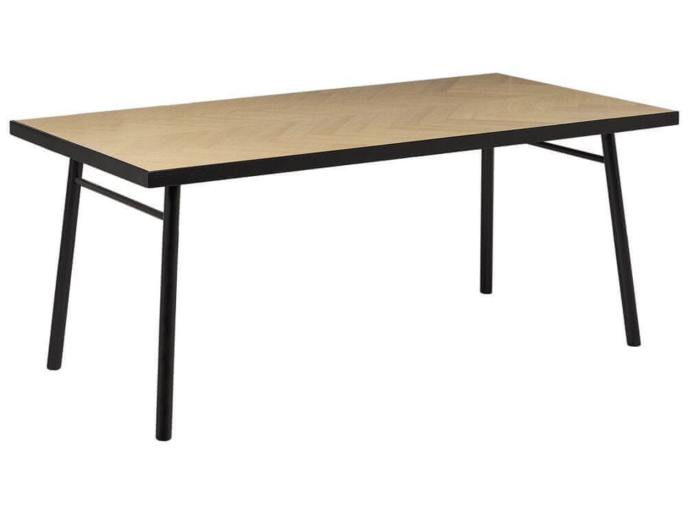 Beliani Jedálenský stôl 180 x 90 cm svetlé drevo/čierna IVORIE